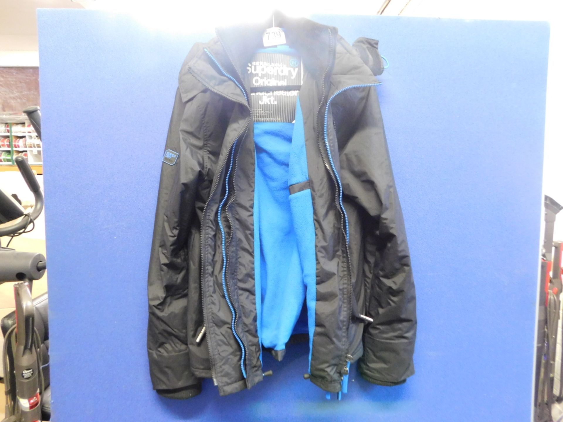 1 SUPERDRY WOMENS BLACK/ BLUE WIND CHEATER JACKET SIZE XL RRP £89.99