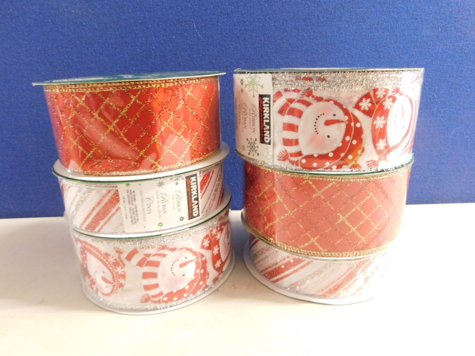 6 BRAND NEW ROLLS OF KIRKLAND WIRE EDGED ASSORTED RIBBONS RRP £11.99 EACH