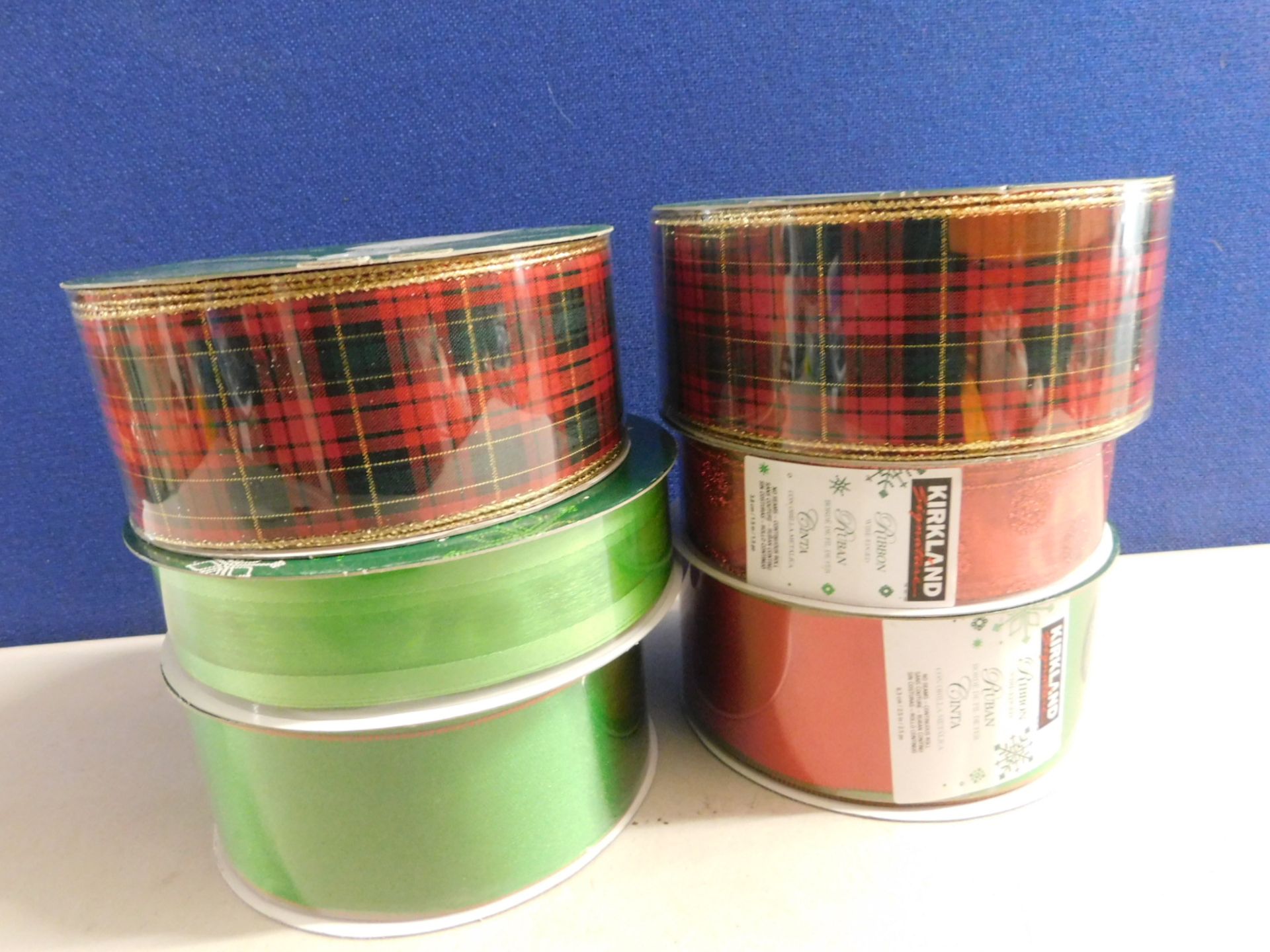 6 BRAND NEW ROLLS OF KIRKLAND WIRE EDGED ASSORTED RIBBONS RRP £11.99 EACH