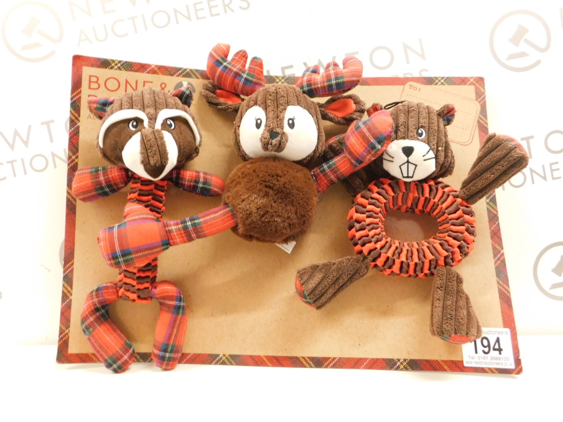 1 PACK OF 3 BONE & BARKERS DOG TOYS RRP £34.99