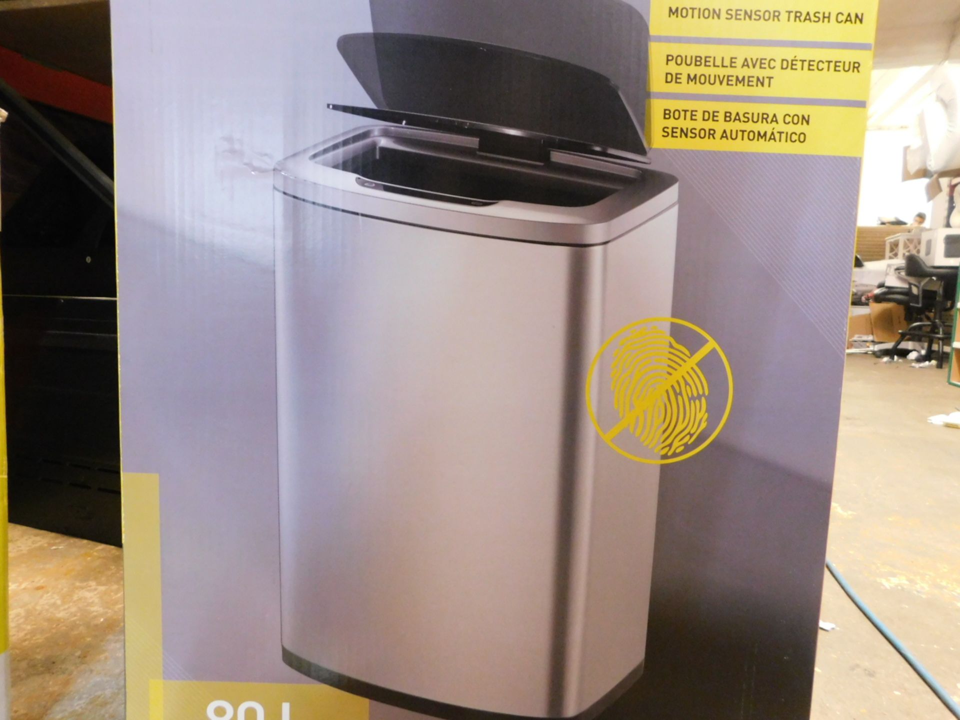 1 BOXED SENSIBLE ECO LIVING MOTION SENSOR 80L TRASH CAN RRP £149.99