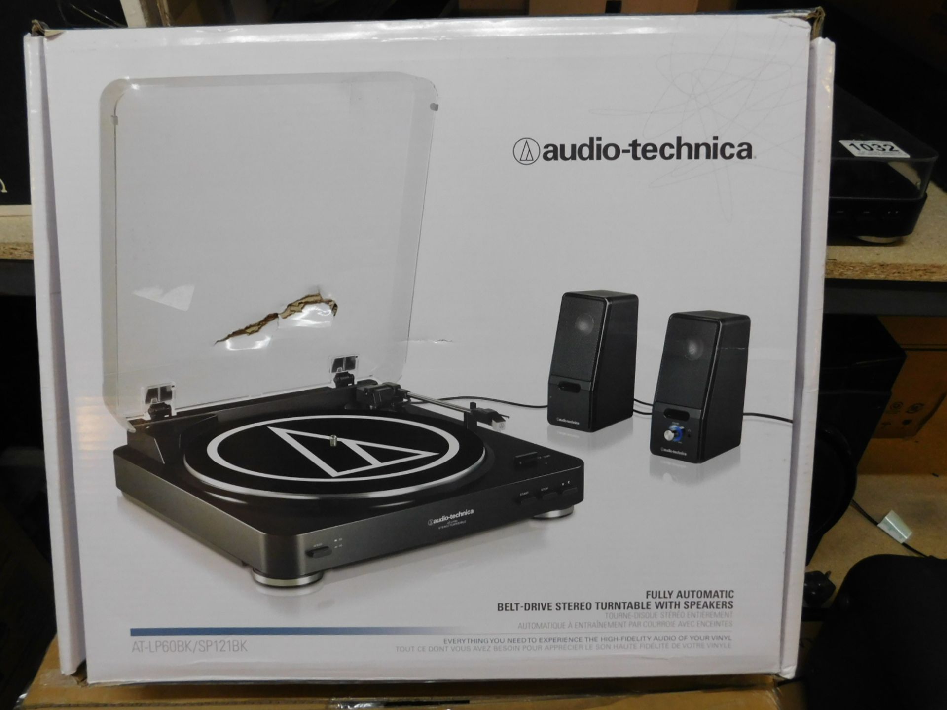 1 BOXED AUDIO-TECHNICHA AP-LP60 STEREO TURNTABLE WITH ACTIVE SPEAKERS RRP £249.99