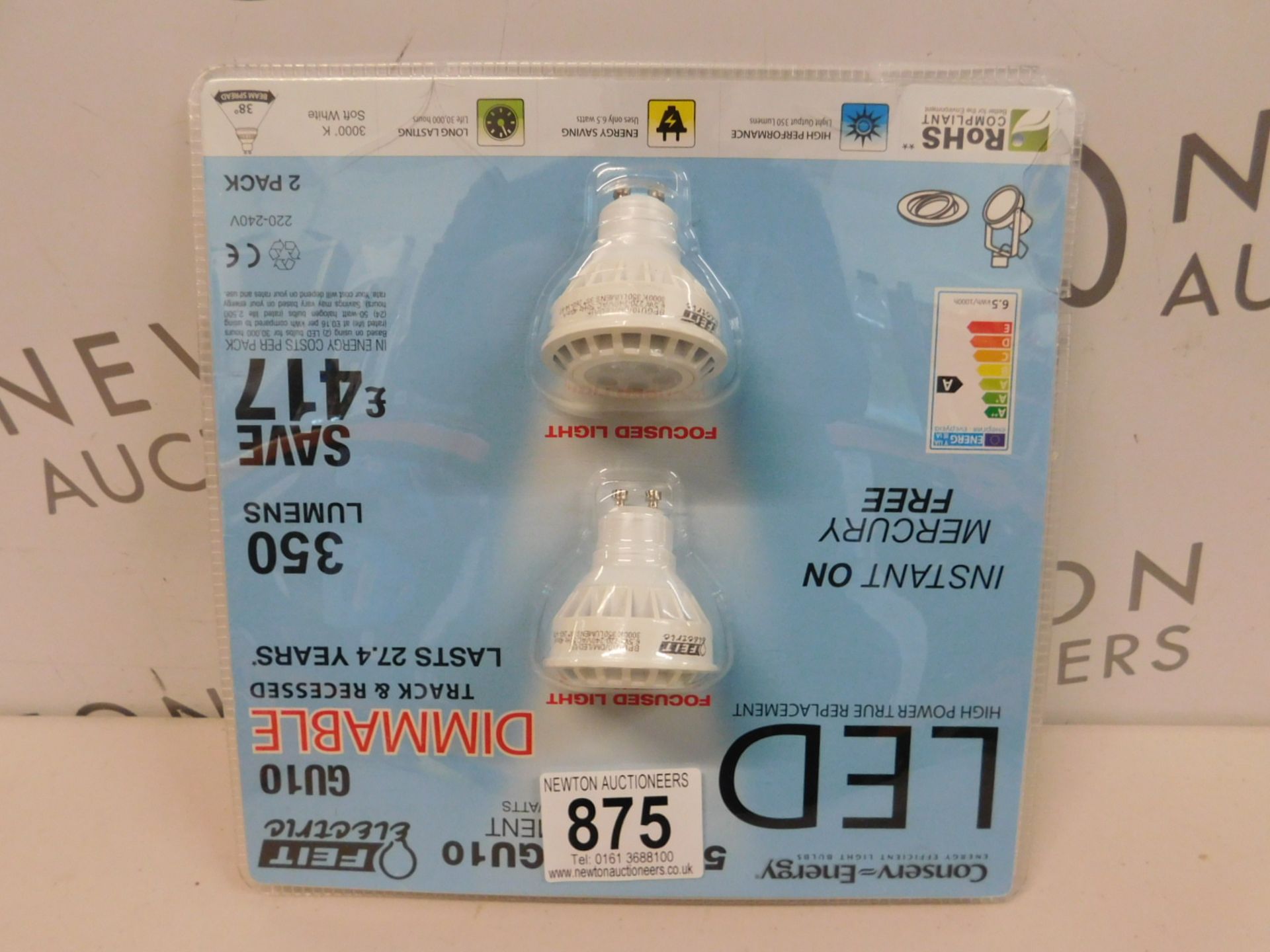 1 PACK OF 2 FEIT ELECTRIC GU10 LED DIMMABLE 50W REPLACEMENT BULBS RRP £19.99