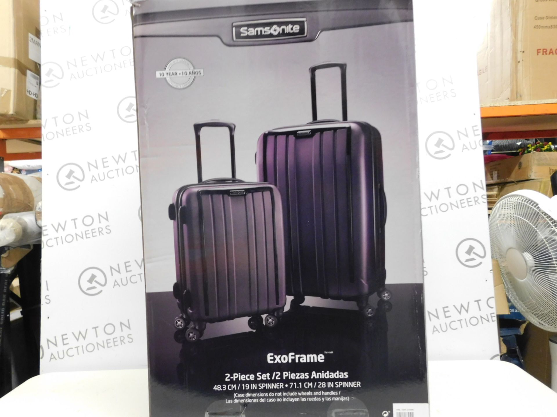 1 BOXED SAMSONITE EXOFRAME 2 PIECE DUAL SPINNER LUGGAGE SET RRP £229.99