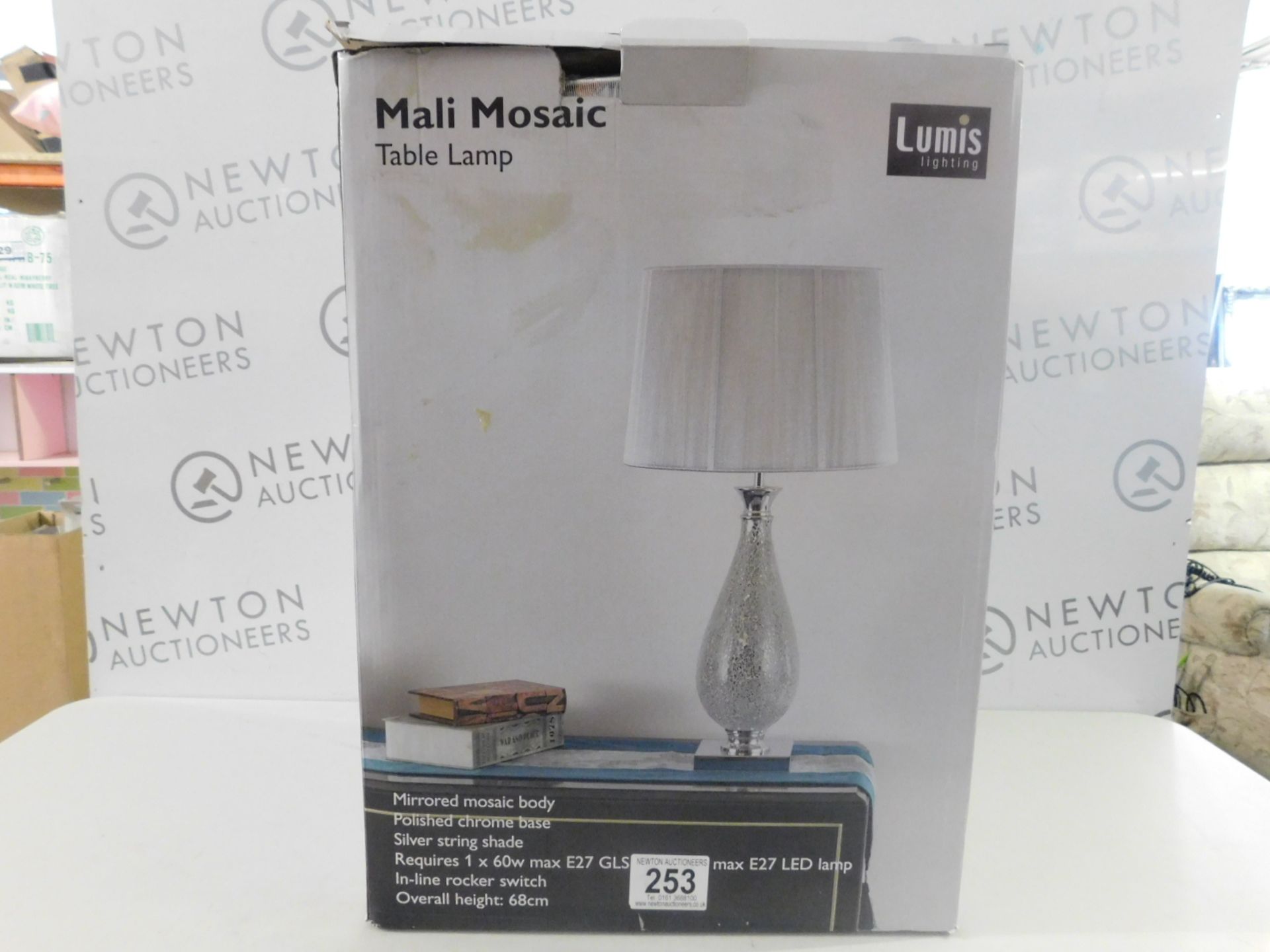 1 BOXED LUMIS LIGHTING MALI MOSAIC TABLE LAMP WITH MIRRORED MOSAIC BODY RRP £89.99
