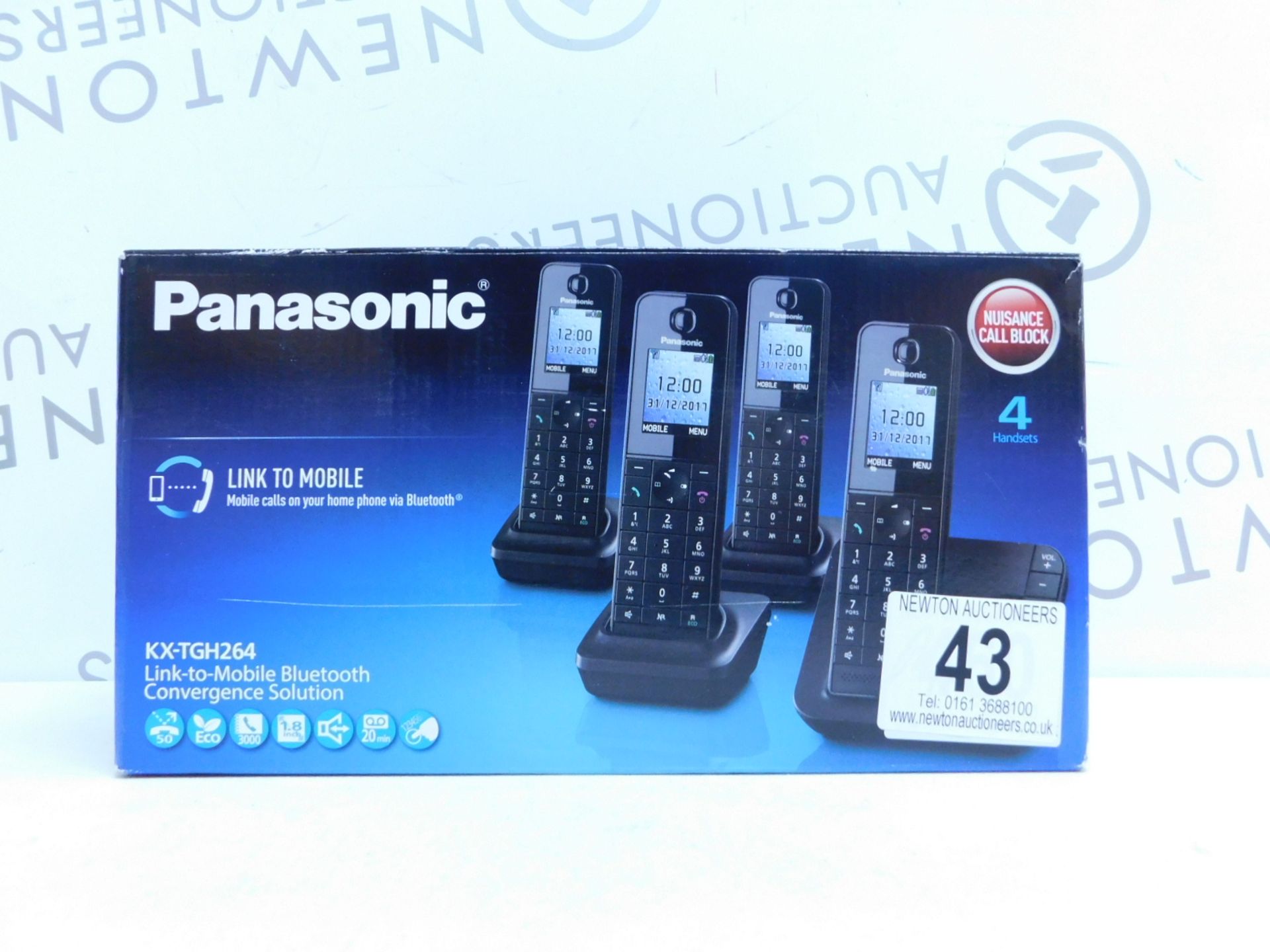 1 BOXED PANASONIC KX-TGH264 QUAD DIGITAL CORDLESS ANSWERING MACHINE RRP £179.99