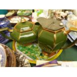 4 piece green ground tea-set incl.