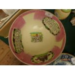 Large cerise ground Sunderland bowl 'God Save the King' inscription