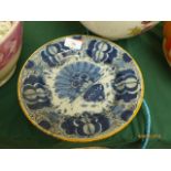 Blue patterned 18th century Delft plate