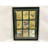 A framed and glazed group of nine Newton Oils advertisements, 23 1/2 x 31".