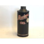 A Maxima Oil cylindrical quart oil can, in good condition.