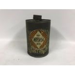 An unusual Notwen Oil cylindrical quart can.