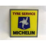 A Michelin Tyre Service pictorial 1966 glass panel, 15 x 15".