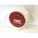 A Pink Paraffin glass petrol pump globe in very good condition, by Hailware, fully stamped