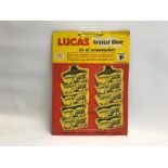 A Lucas Crystal Clear Screenwash showcard with ten sachets, new old stock, 10 x 13 1/2".