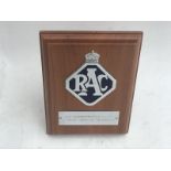 An RAC commemorative award for fifty years associate member ship.