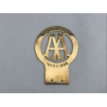 A brass AA Stenson Cooke pattern Jubilee car badge 1905-1955.