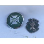 A Crossley circular part enamel badge, by repute restored and an unusual part enamel badge with