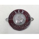 An enamel dealership supply plate for Lex Garages Limited of Piccadilly Circus with central St.