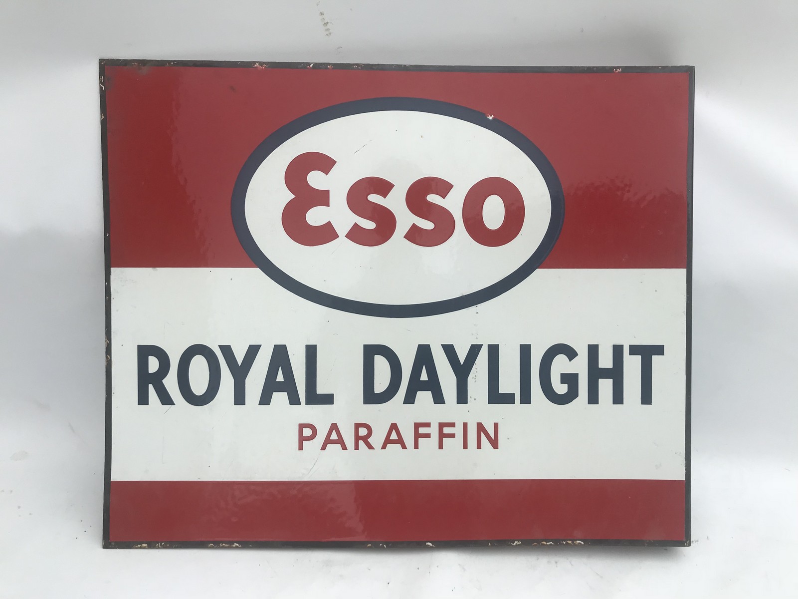 An Esso Royal Daylight Paraffin rectangular double sided enamel sign with hanging flange and good - Image 2 of 2