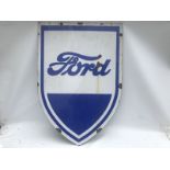 A Ford shield shaped single sided enamel sign, 28 1/4 x 40 1/2".