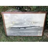 A large framed and glazed black and white image of the Bristol Brabazon and one other, the largest