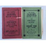 Two Ariel Motorcycle owner's guides, one 1933-1937 for single cylinder models, the other for the