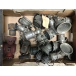 A good box of acetylene paraffin motorcycle lamps etc.