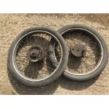 Two motorcycle wheels.