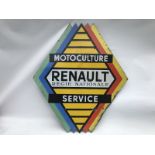 An Art Deco Renault Motoculture and Service lozenge shaped brightly coloured enamel sign, 31 x 35