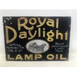 A Royal Daylight Lamp Oil part pictorial enamel sign with central image of a horse drawn tanker,