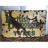 An unusual British Tyres rectangular enamel sign, 48 x 30".