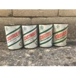 Four unopened Castrol cylindrical tins.
