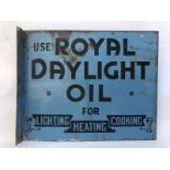 A Royal Daylight 'For heating, cooking and light' double sided enamel sign with hanging flange, 24 x