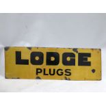 A Lodge Plugs rectangular enamel sign by Cooper Bond (Midland) Ltd, 36 x 12".