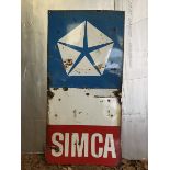 A Simca rectangular enamel sign, 23 1/2 x 47".