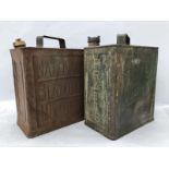 A National Benzole two gallon petrol can with correct top and another for Pratts.