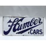 A Humber Cars rectangular enamel sign by Wildman and Meguyer Limited, Birmingham, 50 x 23".