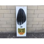 A 1960s Dunlop hardboard advertising sign - Put Your Foot Down and Get Safe Grip, 16 x 48".