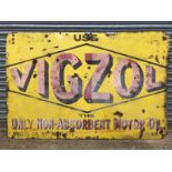 A rare Vigzol - The Only Non-Absorbant Motor Oil rectangular enamel sign, 72 x 48".
