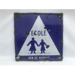A French enamel sign - Ecole (school) bearing the words: Don de Renault (gift from Renault) circa