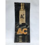 An AC Plugs pictorial tin advertising sign, 11 1/2 x 32".