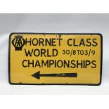 A rectangular AA enamel sign with stencilled lettering for Hornet Class World Championships, 30 x