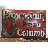 A Prowodnik Pneu 'Columb' convex enamel sign, 38 1/2 x 26".