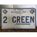 An RAC wooden sign advertising 'The Taboo Aldershot 1939', 48 x 30".