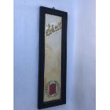 A Shell narrow advertising mirror with two gallon can motif to the base, 8 1/2 x 26 1/2".