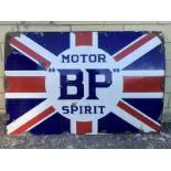 A BP Motor Spirit Union Jack enamel sign by Patent, 54 x 36".