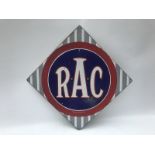 An early RAC lozenge shaped enamel sign by Franco, 25 x 25".