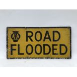 An AA Road Flooded rectangular aluminium sign, 24 x 12".