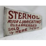 A rare and early Sternol Motor Lubricating Oils and Greases double sided enamel pennant sign with